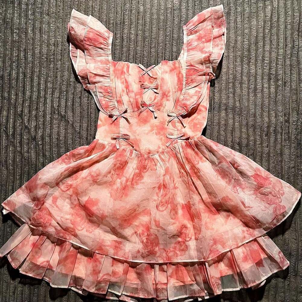 Phuc Le Suit Floral Print Ruffle Dress with Bows
